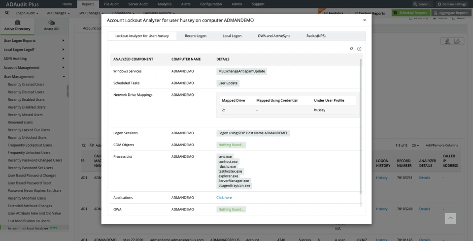 screenshot of ManageEngine ADAudit Plus